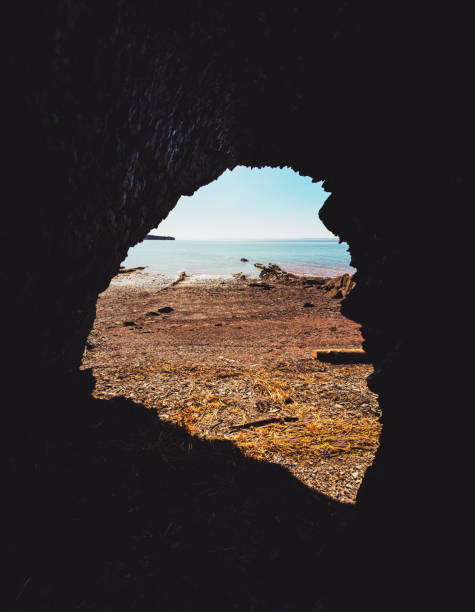 펀 seacave - nova scotia bay of fundy bay horizon over water 뉴스 사진 이미지