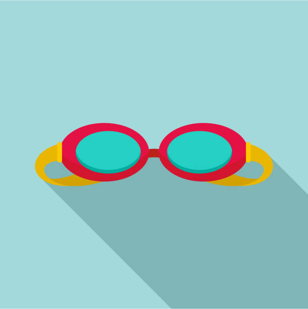 gözlük simgesi, düz stil yüzme - yüzücü gözlüğü stock illustrations