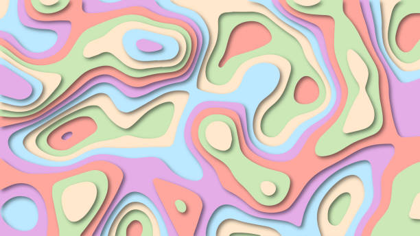 istock 3D papercut banner of paper layers. Vector background design of horizontal abstract smooth origami shape paper cut, flowing liquid texture or topography concept for website template. 1025456680