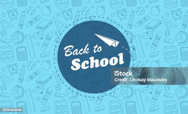 Back To School Blue Background Icons Stock Illustration - Download Image Now - Education, Backgrounds, Back to School