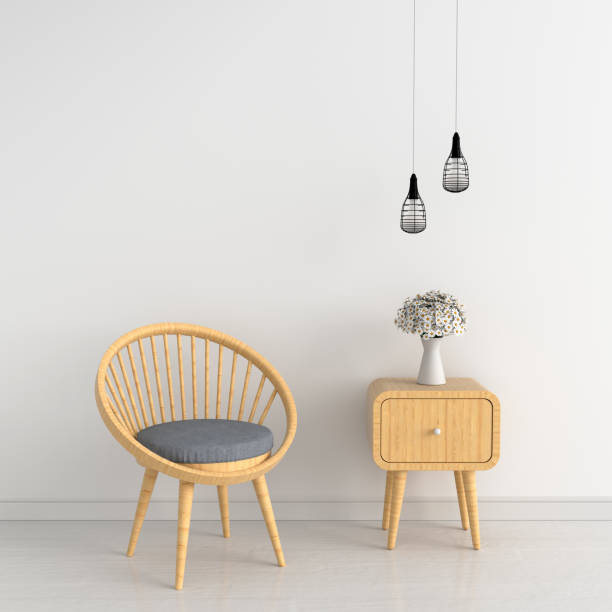 istock gray chair in white room for mockup, 3D rendering 1025464756