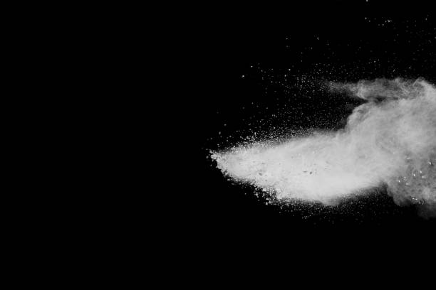 istock Bizarre forms of white powder explosion cloud against black background. 1025471102