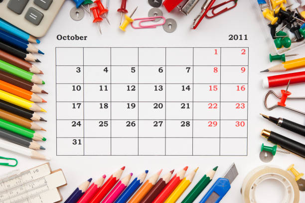 calendario para octubre de 2011 - october calendar 2011 month fotografías e imágenes de stock