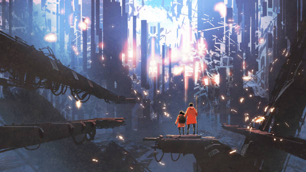 istock journey to the new world with abstract city 1025478250