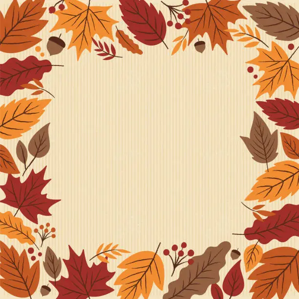 Vector illustration of Autumn background with leaves frame.