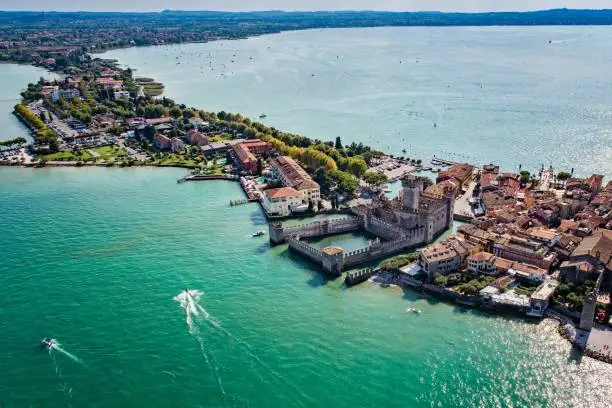 Aerial view on Sirmione sul Garda. Italy, Lombardy
