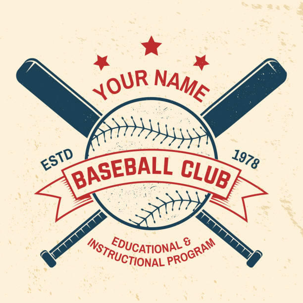 Baseball club badge. Vector illustration. Concept for shirt or logo, print, stamp or tee. Baseball club badge. Vector illustration. Concept for shirt or logo, print, stamp or tee. Vintage typography design with baseball bats and ball for baseball silhouette. sports bat stock illustrations