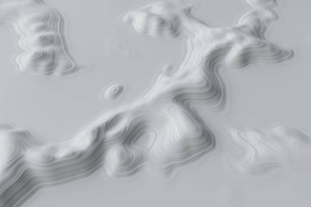 3D Topographic map background concept. Topo contour map. 3d rendering abstract illustration. Valleys and mountains. Geography concept. Wavy backdrop. Space surface.