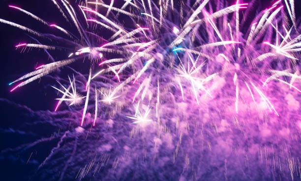 istock Celebratory colorful fireworks exploding in the skies. 1025498858
