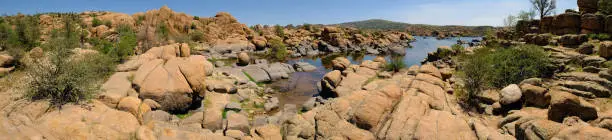 Watson Lake nearby Prescott, AZ. It was formed due to the building of a dam on Granite Creek. It is a nice place for hiking, kayaking and climbing the granite rocks.