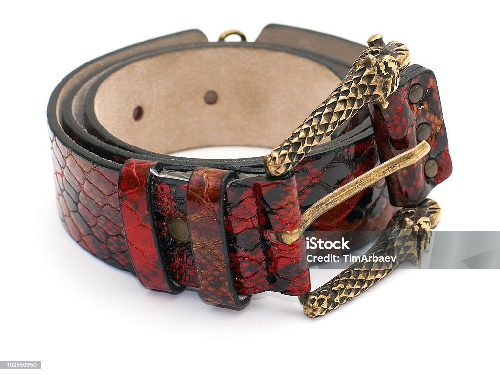 Serpiente cinturón de cuero rojo - Foto de stock de Accesorio personal libre de derechos