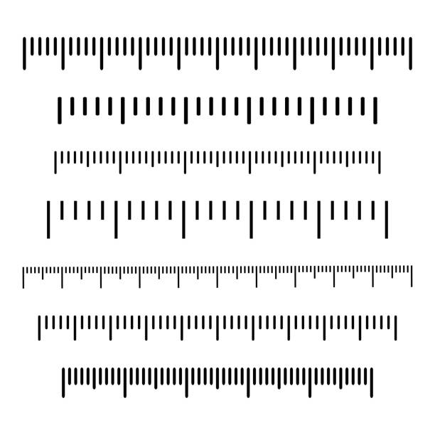 ilustrações de stock, clip art, desenhos animados e ícones de black scale, markup for rulers. different units of measurement. vector illustration - inch centimeter length shape