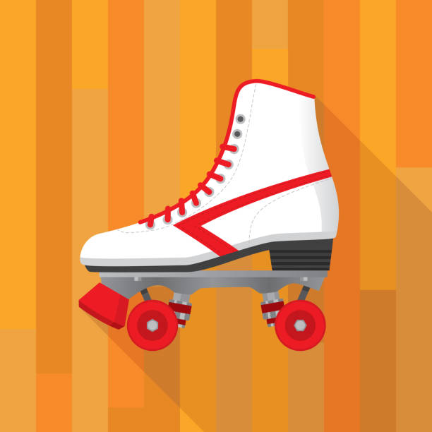 stockillustraties, clipart, cartoons en iconen met roller skate pictogram plat - rolschaatsen ijs of rolschaatsen