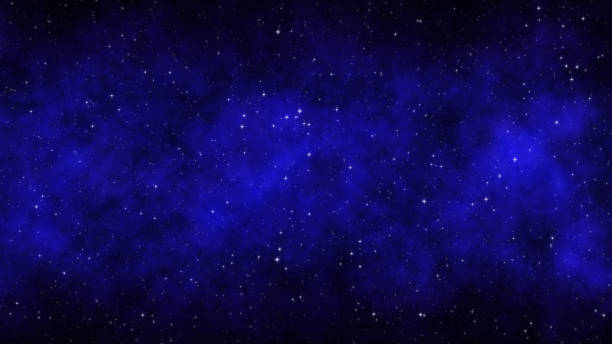 istock Night starry sky, dark blue space background with bright stars and nebula 1025549676
