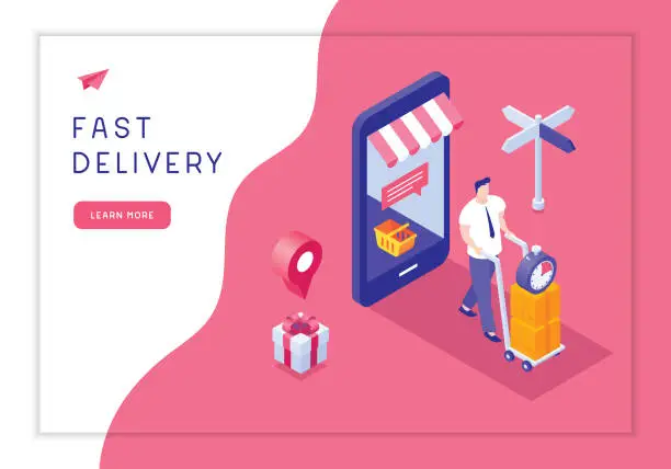 Vector illustration of Fast delivery