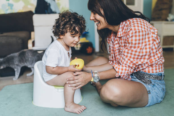 istock Mother Training Her Son to Use Potty 1025583818