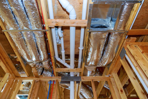 istock Air conditioner ventilation installation system in building a frame house 1025585292