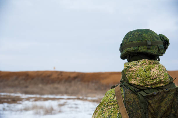 istock Soldier in military polygon 1025588710