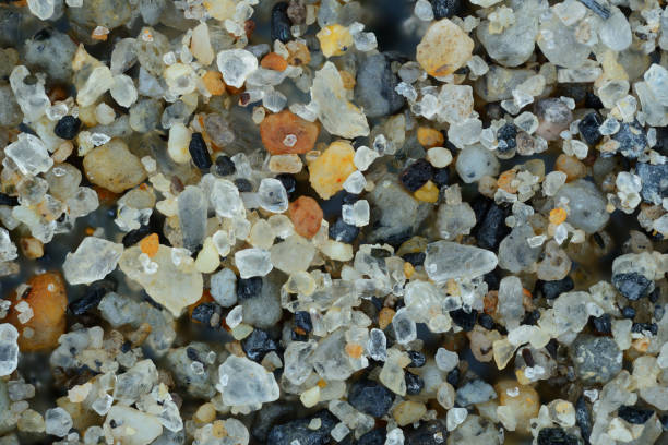 Extreme close-up of the sand grains. Galapagos islands stock photo