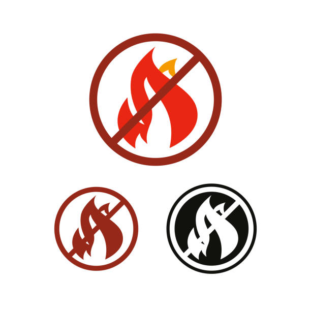 Stop fire and no flame vector icon No fire and flame vector icon, prohibition and forbidden. Anti-inflammatory effect sign anti inflammatory stock illustrations