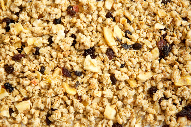 istock Fruit granola background, overhead view. Top view, from above. 1025621990