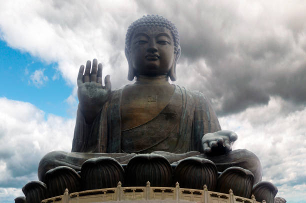 The enormous Tian Tan Buddha at Po Lin stock photo