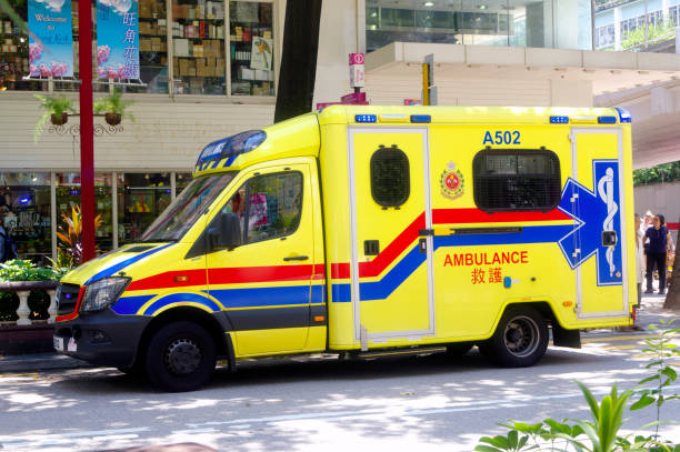 Ambulance car at the street. stock photo