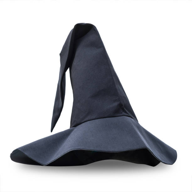 istock Halloween Witch wizard's hat in black isolated on white background with clipping path for Autumn seasonal holiday costume 1025682572