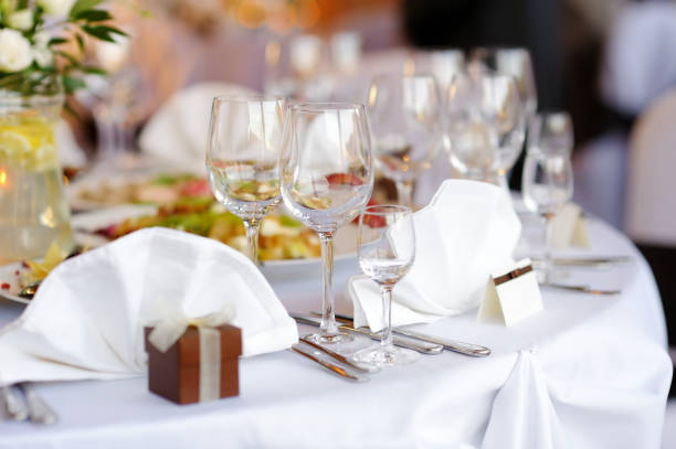 istock Beautiful table set for some festive event or wedding reception 1025694712