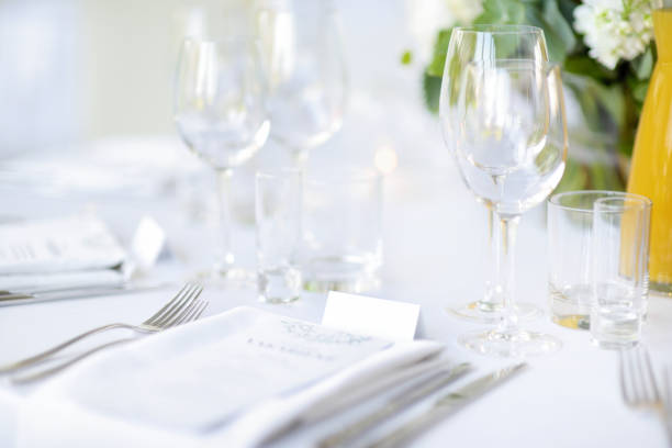 Beautiful table set for some festive event, party or wedding
