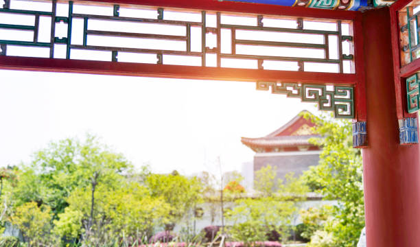 istock Chinese style roof beam 1025742190