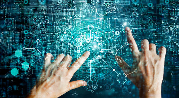 Innovations systems connecting people and intelligence devices. Futuristic technology networking and data exchanges connection and computer industry from telecommunication and internet development.