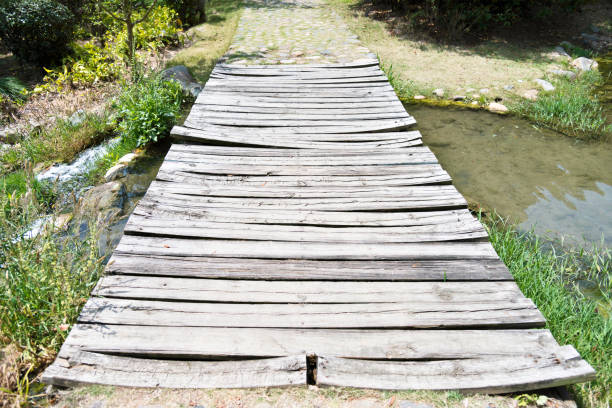 Wooden bridge over the river.