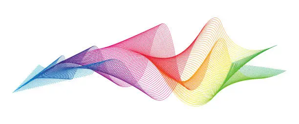 Vector illustration of Wave of the many colored lines.