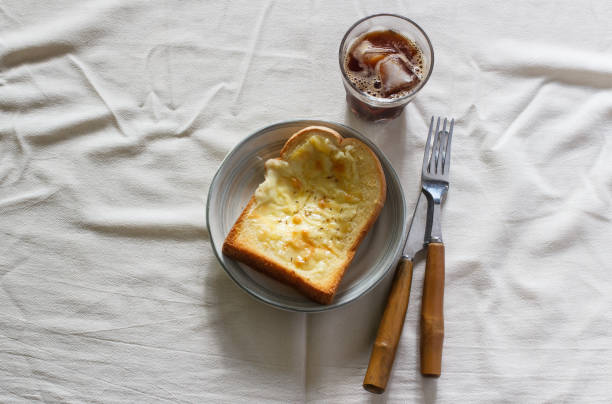 Toastd bread with garlic cheese.