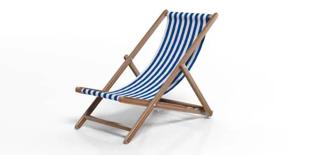 Photo of Beach chair on white background. 3d illustration