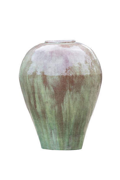 istock Green ceramic pot isolated on white background 1025781322