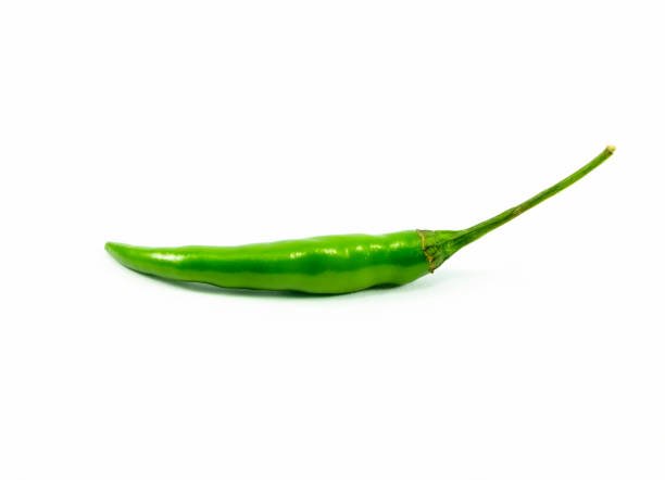 istock Green Chili Peppers Placed on white background, isolated on white background 1025787026