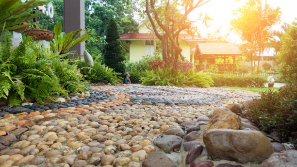 istock Stone walkways and nature parks with sun 1025787256