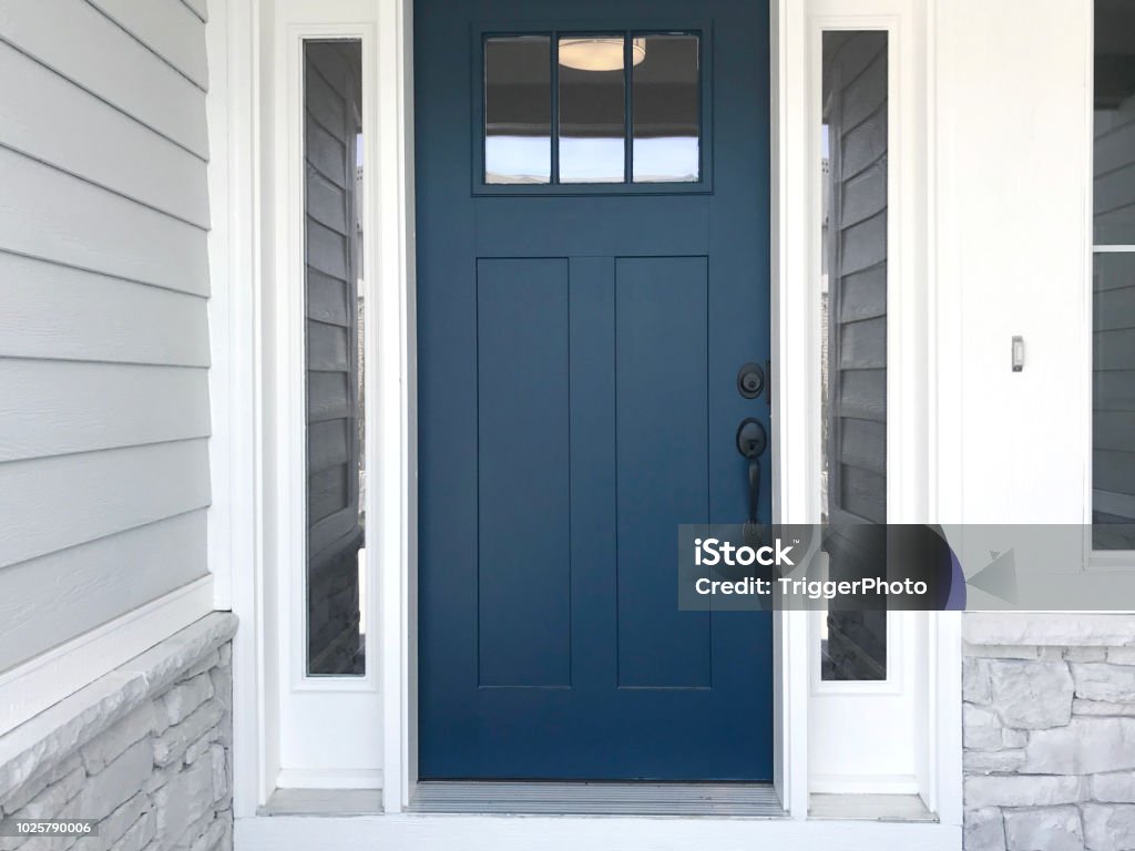 Blue Front Door Stock Photo - Download Image Now - Front Door ...