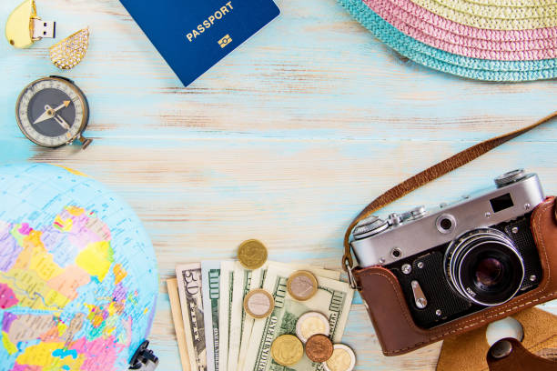 istock Tour planing conceptual image on blue wooden background 1025790456