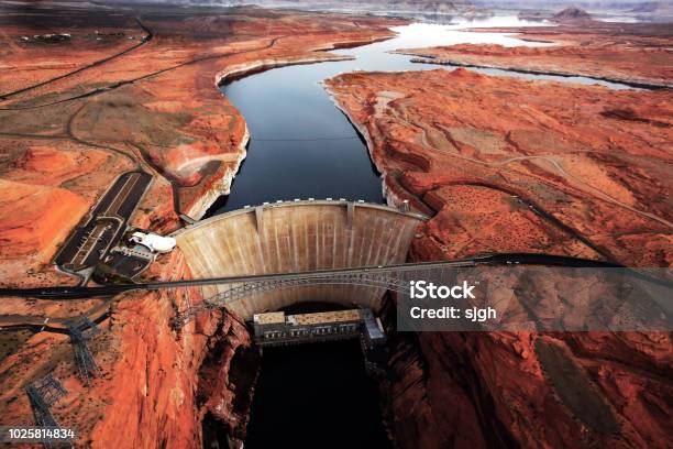 Aerial View Of Glen Canyon Dam Stock Photo - Download Image Now - Lake Powell, Aerial View, Beauty In Nature