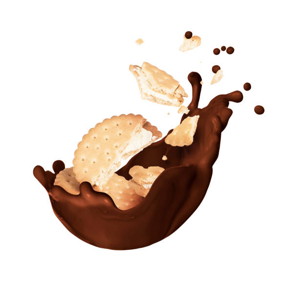 istock Crushed biscuits with splashes of dark chocolate, isolated on white background 1025830822