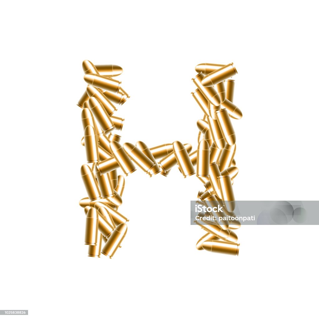 Alphabet Bullet Set Chữ H Màu Vàng Minh Họa Thiết Kế Ảo 3d Được ...