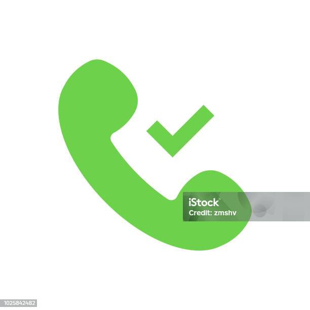 Signe Phone Symbole De Combiné De Téléphone Isolé Signe De Coche Vert De Tiques ...