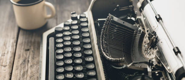 Author Workplace At Home Concept. Typewriter With Paper Sheet