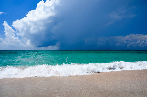 istock Beautiful seascape, turquoise sea and blue clouds before a thund 1025847632