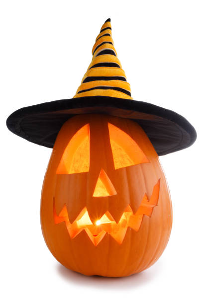 istock Halloween pumpkin with witches hat 1025850978