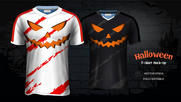 istock Halloween Costume t-Shirts Mockup Templates, Custom Uniforms & Apparel for Everyone Including Sportswear and Souvenirs and it is Fully Customization for Scary Festivals Ideas Concept. 1025851450