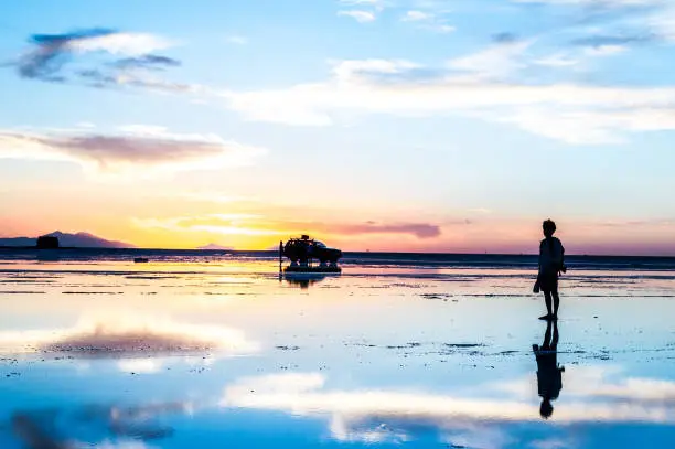 Photo of Sunset at Uyuni salt lake